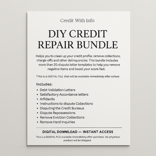 DIY Credit Repair Bundle – 21+ Professional Dispute Letters, Forms & Credit Repair Tools | Instant Download